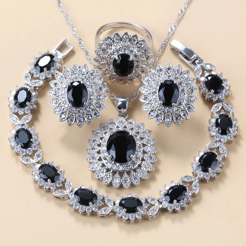 REDheart 2025 Fashion Earrings Rings Bracelets Necklace Fashion Elegant Zircon Jewelry Sets for Women Mothers Day or Wedding