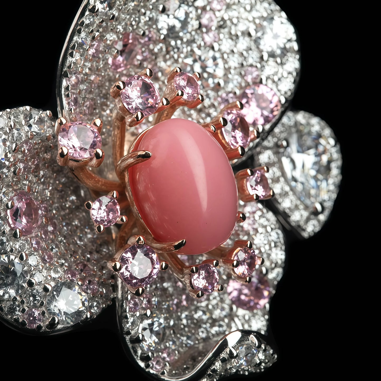 MUSHAN Jewelry Factory Luxury Designer 925 Sterling Silver Ring Women High Carbon Diamond Flower Pink Gemstones Rings Jewelry