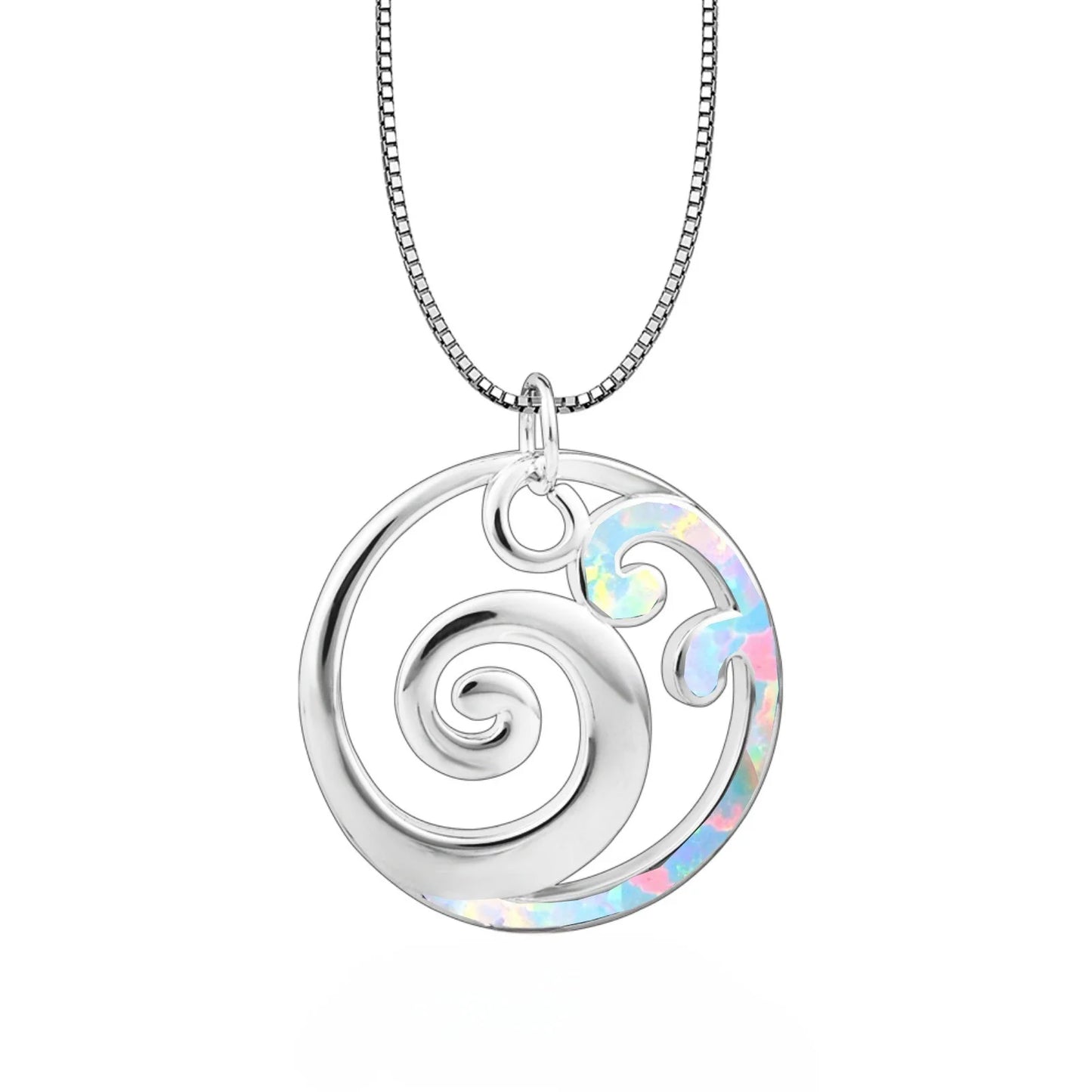 TikTok INS Wind Necklace Hawaii Beach Blue Waves Opal Pendant Europe-Inlaid Jewelry for Buddhism Followers