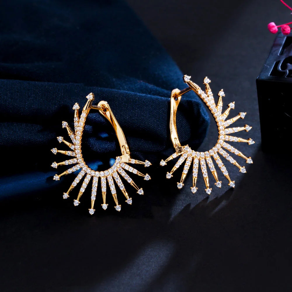 S&S CZ Firework Blossom Big Hoop Earrings – Multicolour & White – 18K Gold Plated – Collection