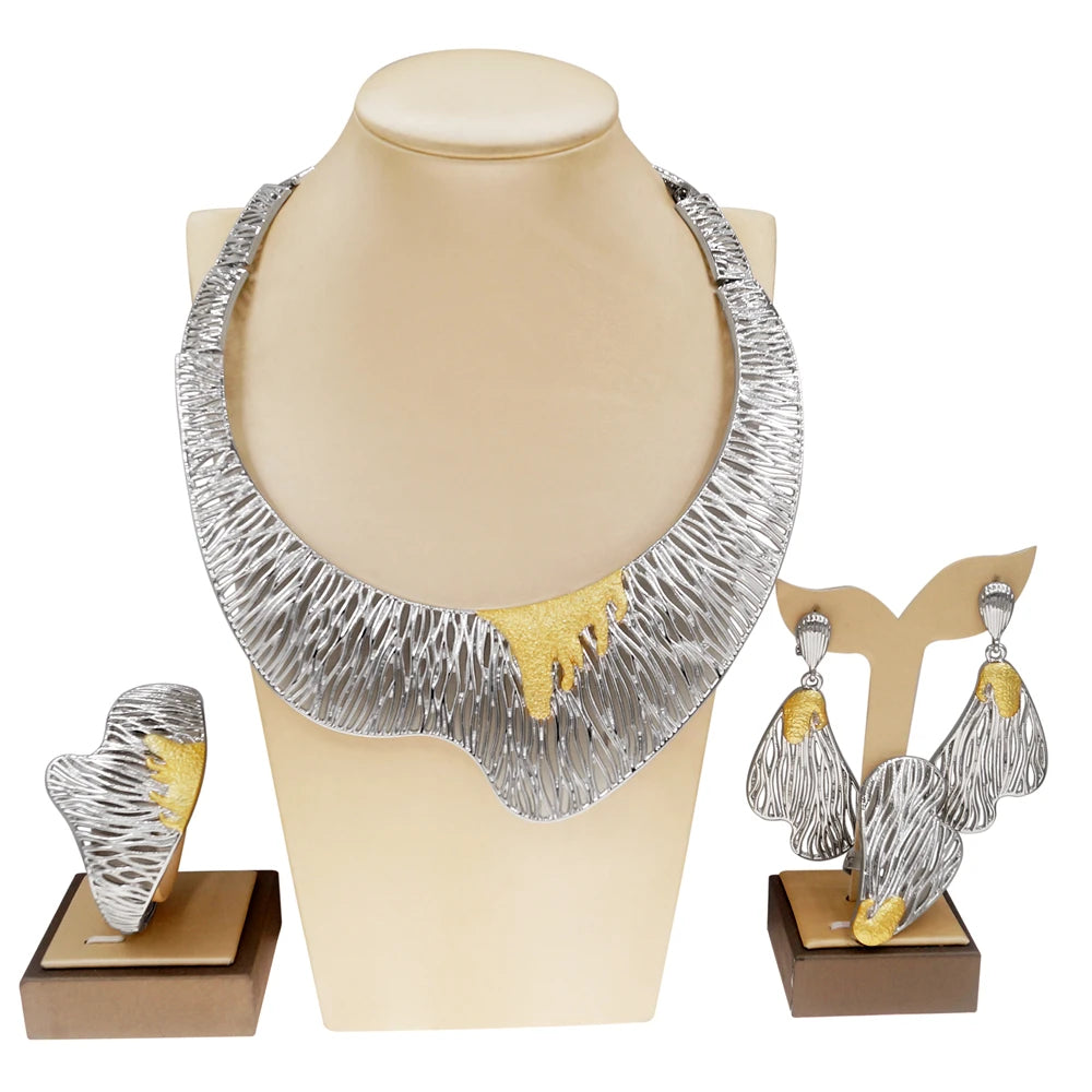 Zhuerrui Italian Ladies Party Jewelry Set Premium Brazilian Necklace Earring Sets Dubai Bridal Wedding Jewelry Sets H00570