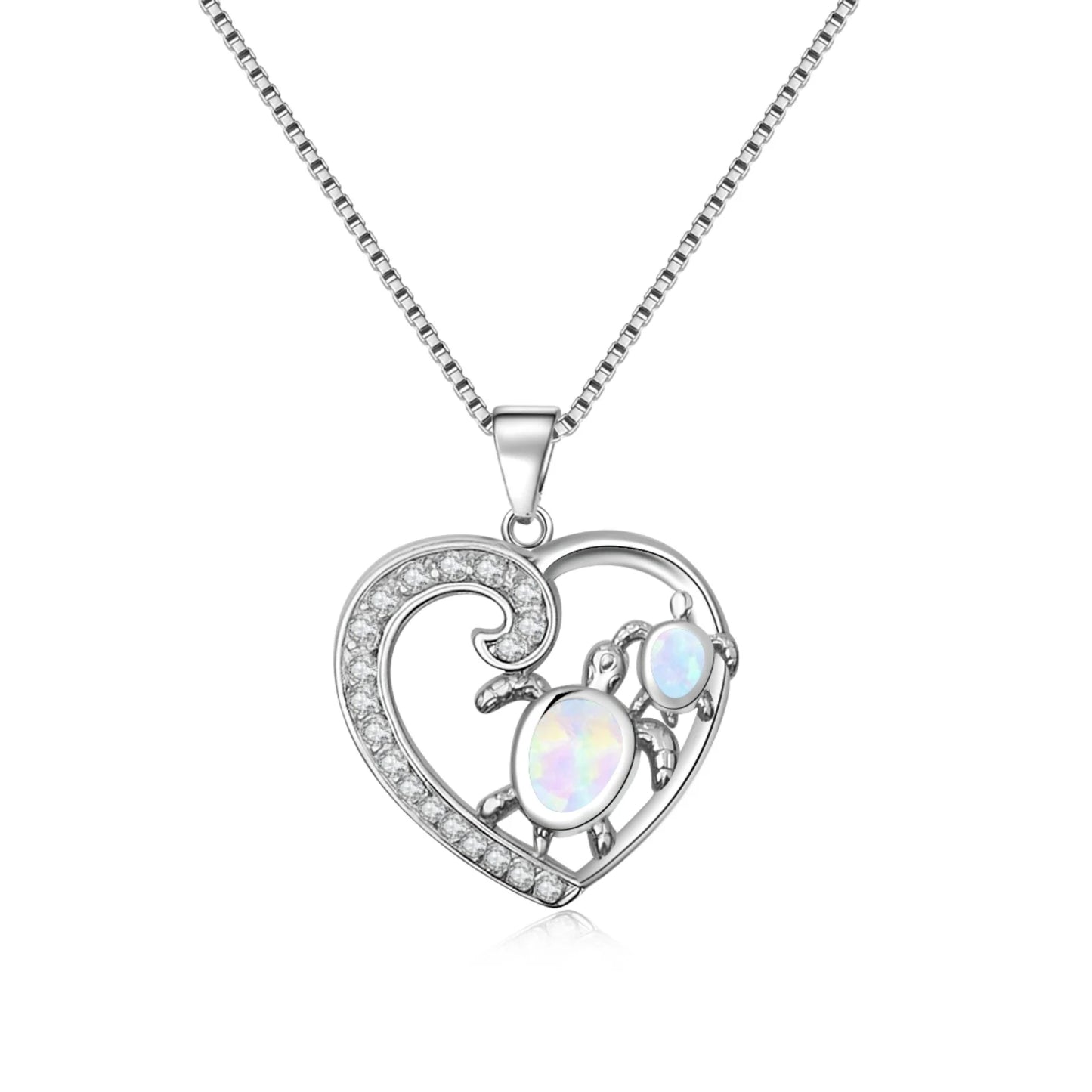 TikTok INS Wind Hawaii Beach Explosion Copper Alloy Opal Turtle Animal Pendant Silver Plated Vintage Women's Wholesale Pave Box