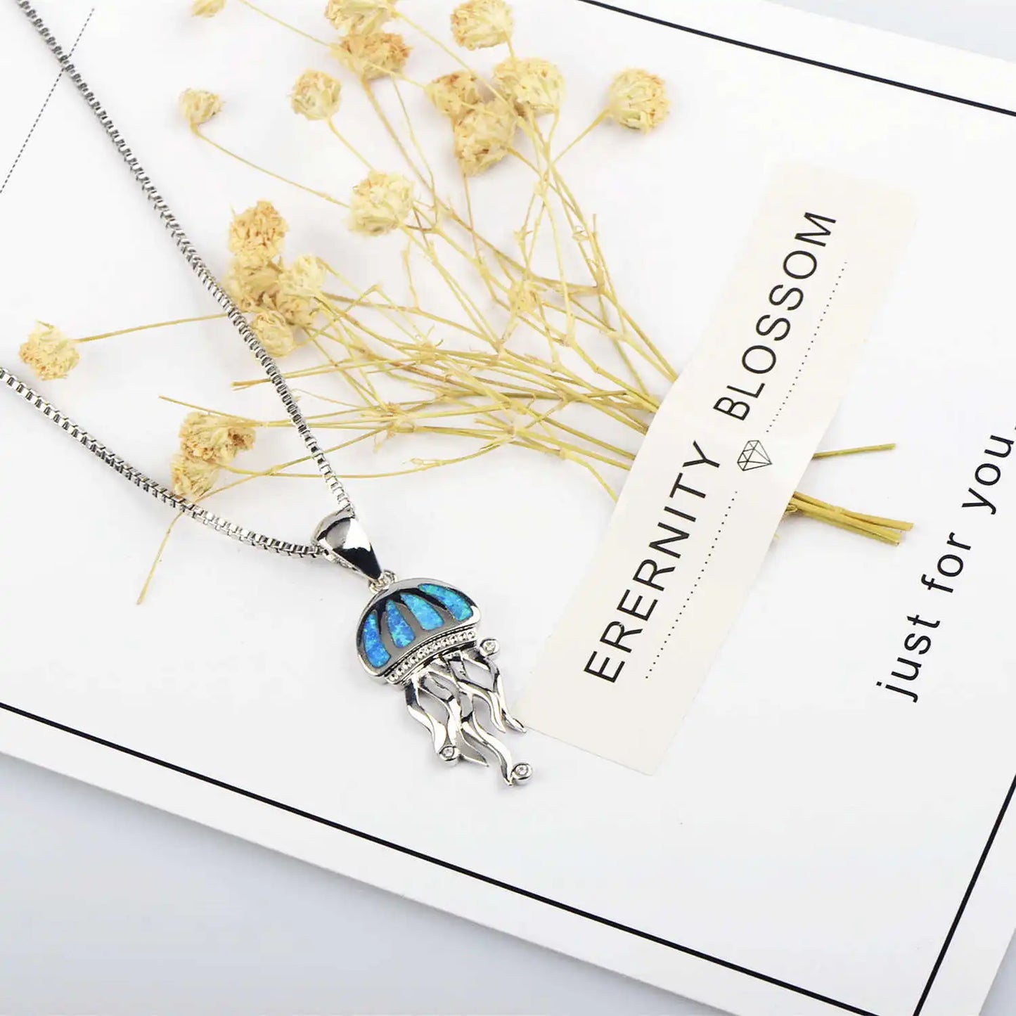 Aobao Jellyfish Necklace, Jellyfish Pendant, Sweater Chain, Opal Necklace