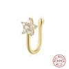 S&S 925 Silver Gold Plated Zircon Nose Cuff | Non-Piercing Flower Moon Star Heart