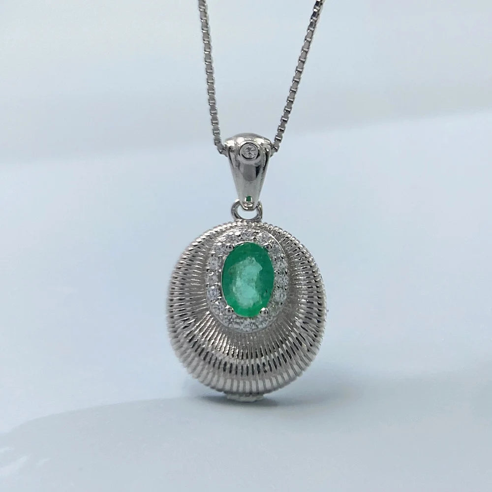 Gioiellieri Real Emerald Pendant Necklace with Natural Green Gemstone 925 Sterling Silver for Women May Birthstone Fine Jewelry Fashion Gift