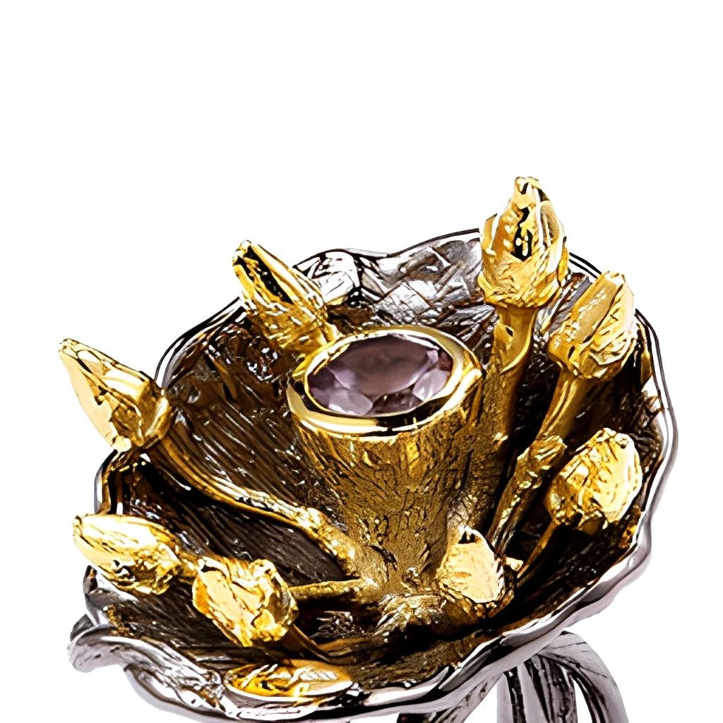 Handmade Women Fashionable Flower Design 925 Sterling Silver Ring