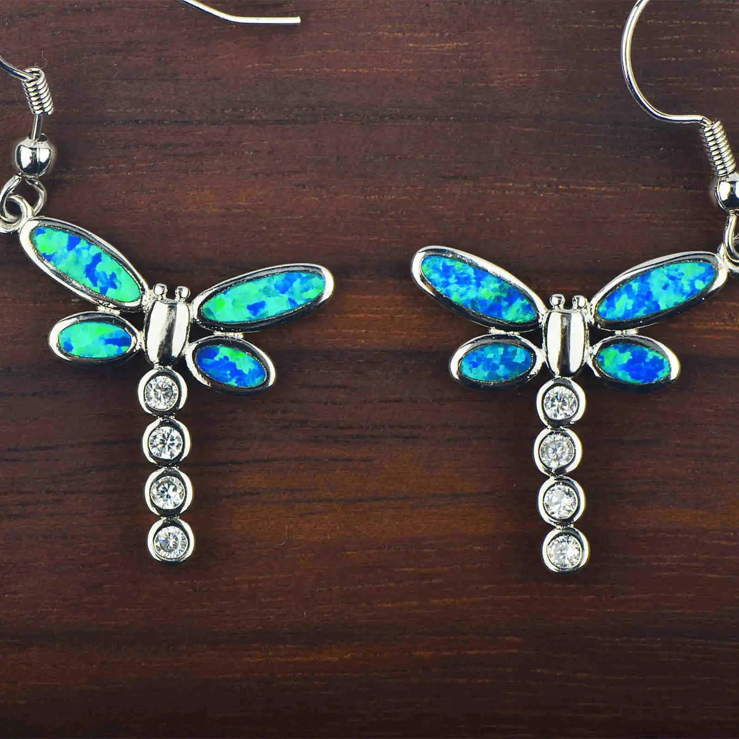Dainty Dragonfly Opal Earrings Ins TikTok Trendy Cute Gem Studs for Girls Fashion Jewelry Bulk