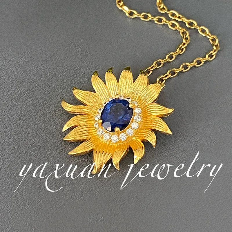 Gioiellieri New Design Rose Gold Plated Natural Fancy Colored Sapphire Fashion 925 Sterling Silver Fine Jewelry Engagement Pendant Necklace