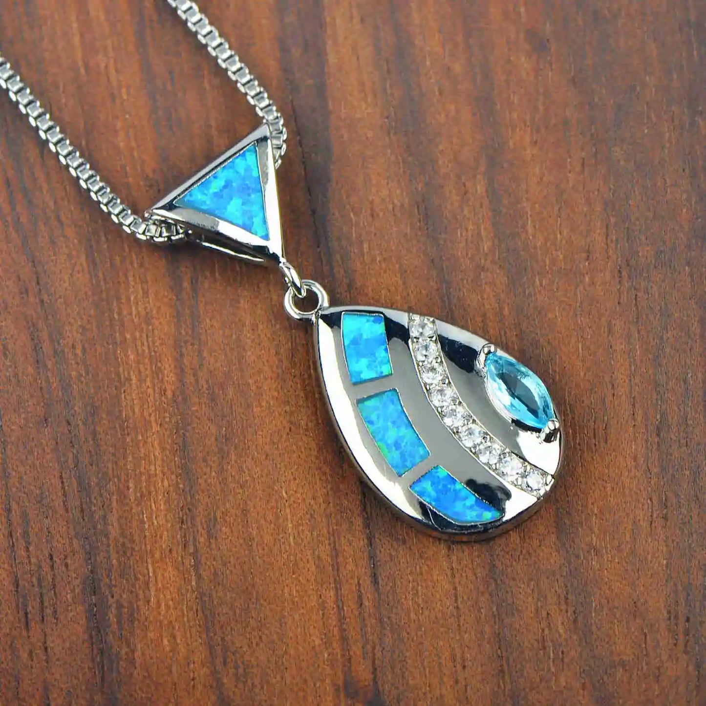Elegant Teardrop Shape Necklace Aobao Inlaid Pendant Fashion Jewelry