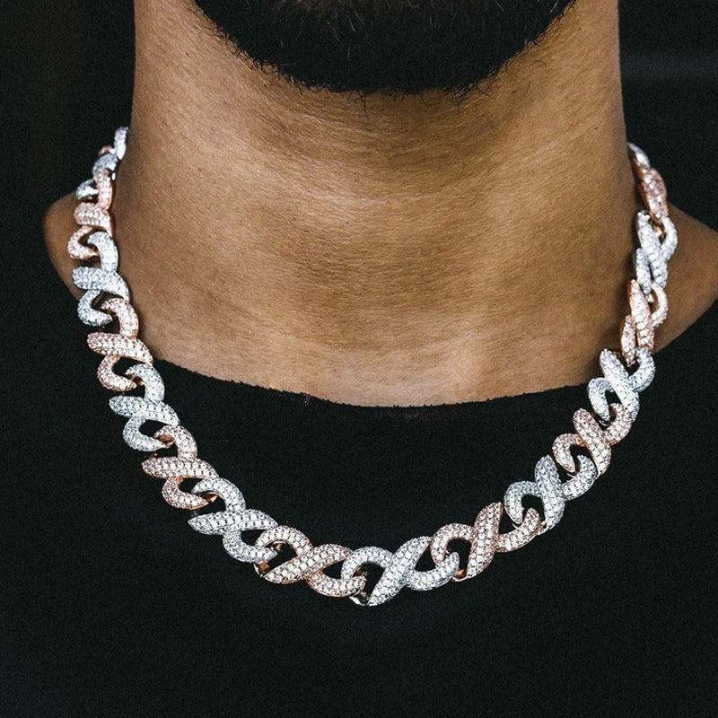 Promotion Hip Hop New Design High Quality Iced Out Bling Men Women Fashion Jewelry Infinity CZ Cuban Chain Necklace