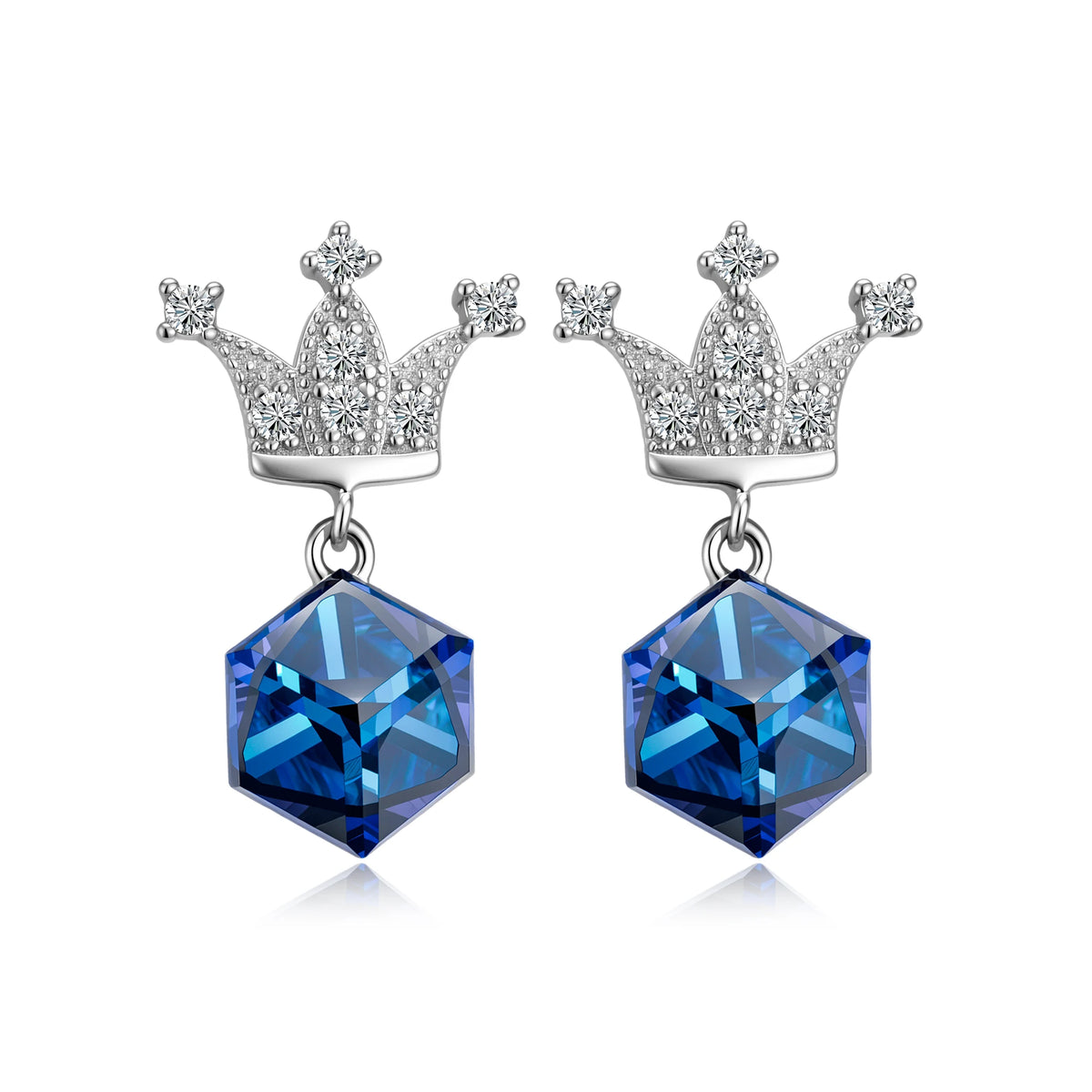 ArtistA Oem Odm Crown Rhinestone Crystal 925 Silver Rhodium Plated Necklace Earrings Set Trendy Women's Jewelry for Birth Gift