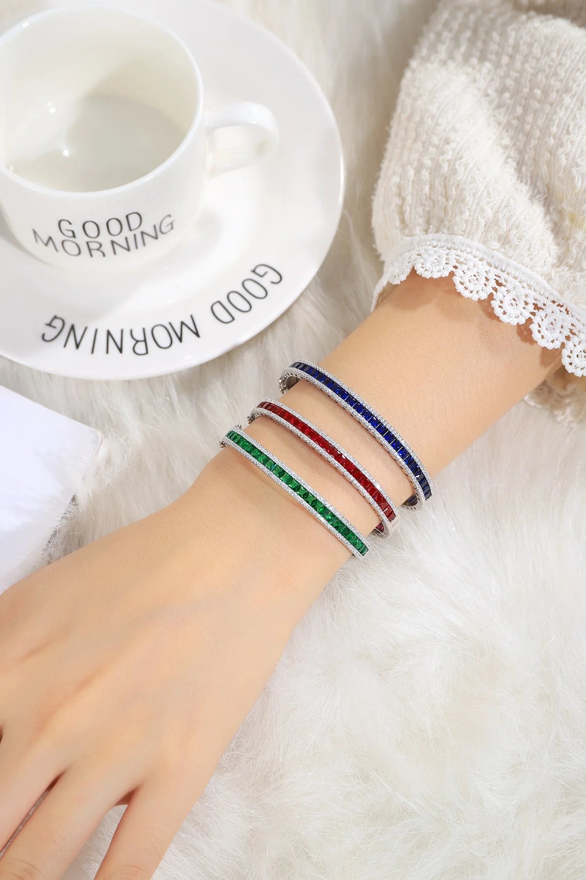 Gemfiori Brand New Bangles Women Jewellery Trending Pure 925 Sterling Silver Bangles for Female Lab Grown Paraiba Bracelets High Quality