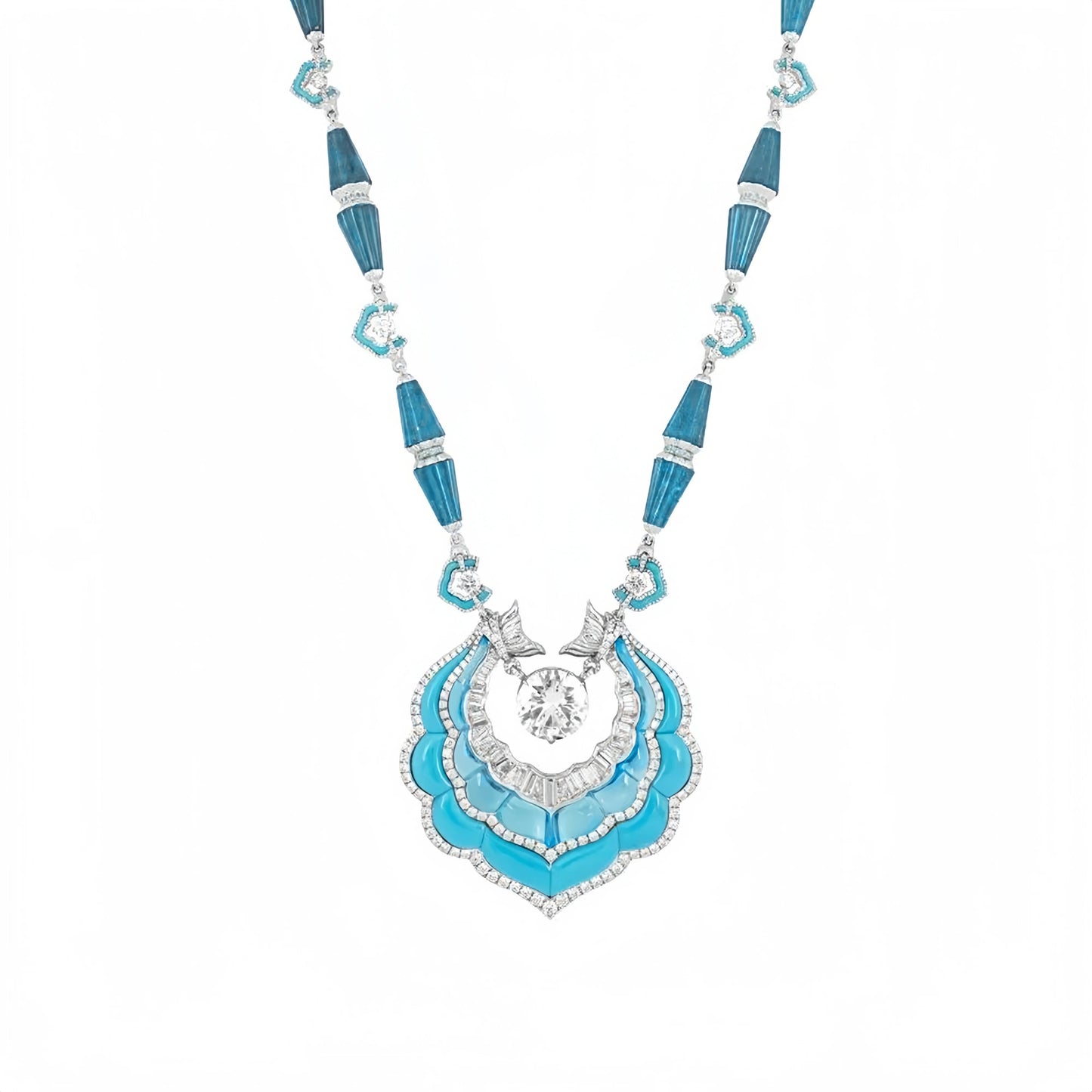 MUSHAN Jewelry Factory's Luxury High Carbon Diamond Synthetic Blue Pine Stone Pendant Necklace for Women 925 Silver for Weddings
