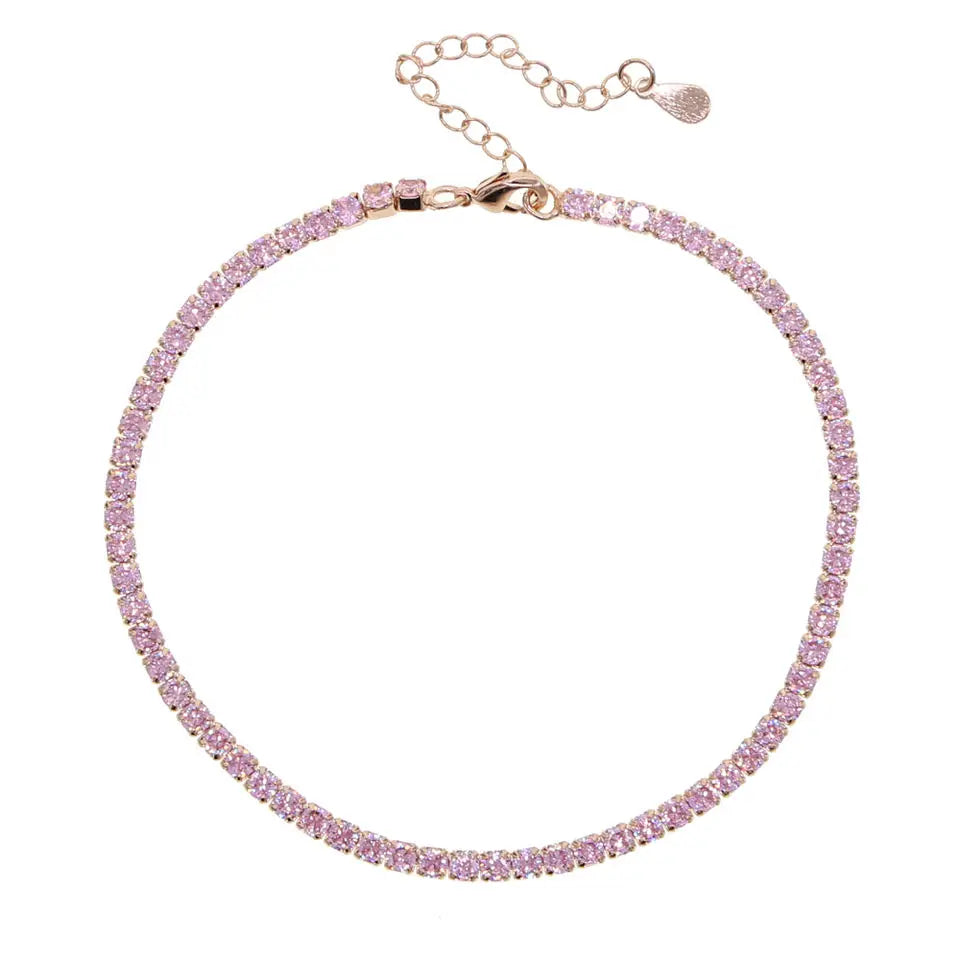 3mm Micro Pave CZ Iced Out Bling Tennis Chain Anklet Trendy Summer Girl Women Leg Chains with Zircon for Gift