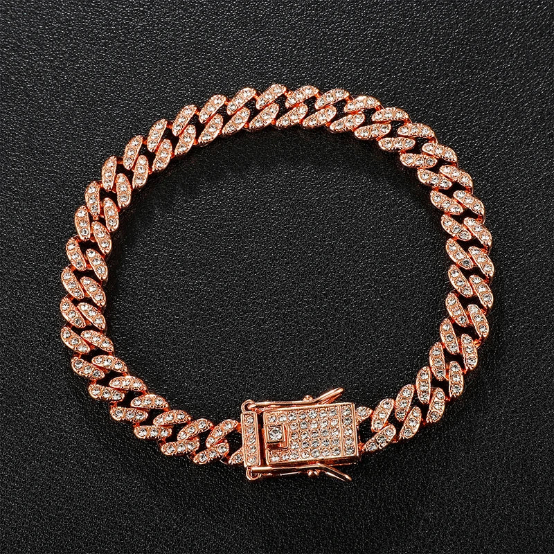 BiG-BOSS Hip Hop 9mm Diamond Cuban Chain Necklace for Men and Women Full Diamond with Zinc Alloy Fashion Charm for Bracelet by Stock