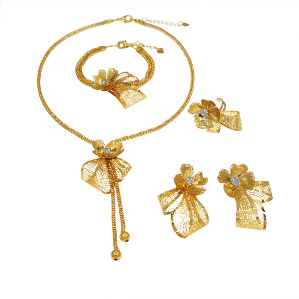 Italian Jewelry Set Alloy Brazilian Jewelry Sets Wedding Party Pendant Necklace Bracelet Ring Earrings Jewelry Set HE2550220