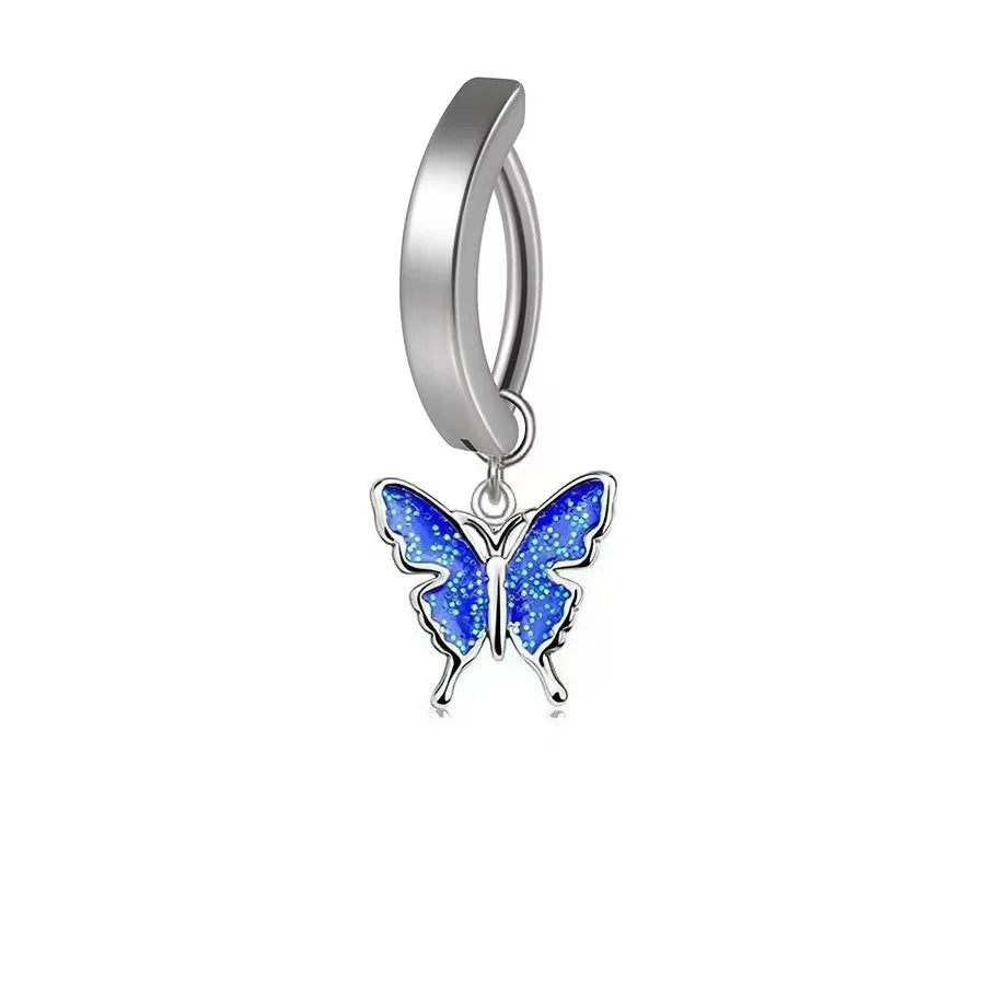 S&S Minimalist Curved Smooth Belly Button Nail butterfly Five Pointed Star Belly Button Buckle Piercing Jewelry