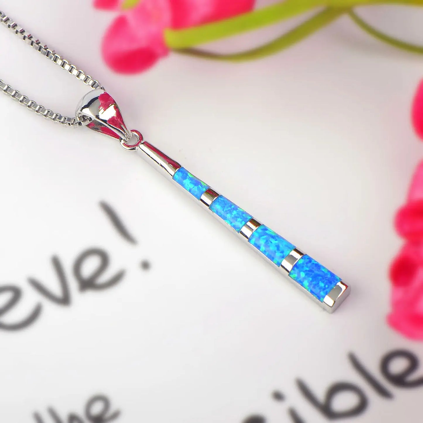 Aobao Blue Opal Baseball Bat Necklace Euro American Fashion Baseball Stick Pendant Stylish Jewelry Wholesale