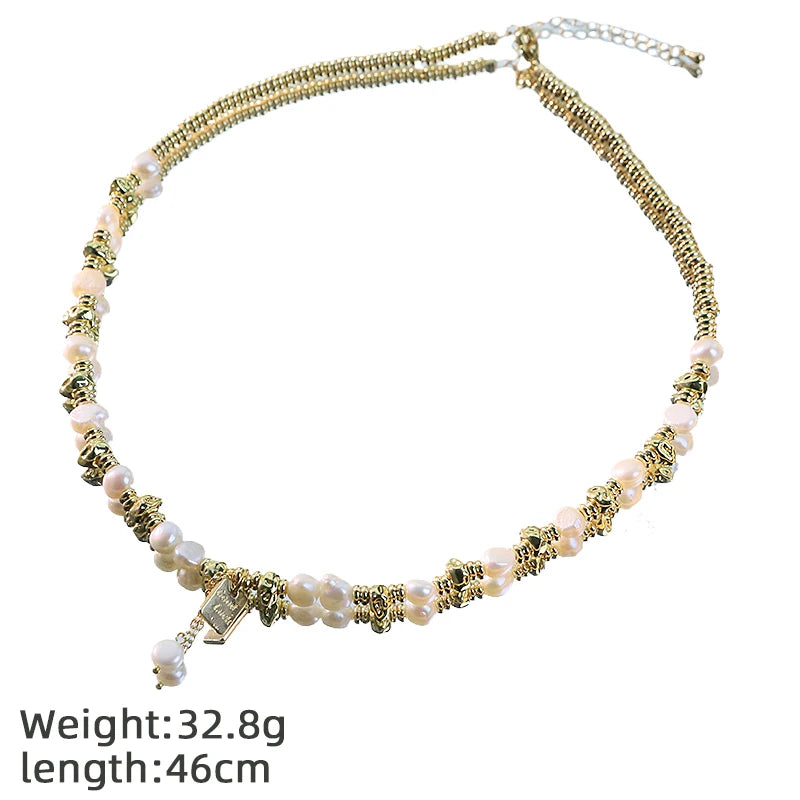 GLSEEVO Natural Baroque Pearl Jewelry Set for Women Birthday Gift 18K Gold Plated Beaded Necklace Bracelet Fashion Jewelry