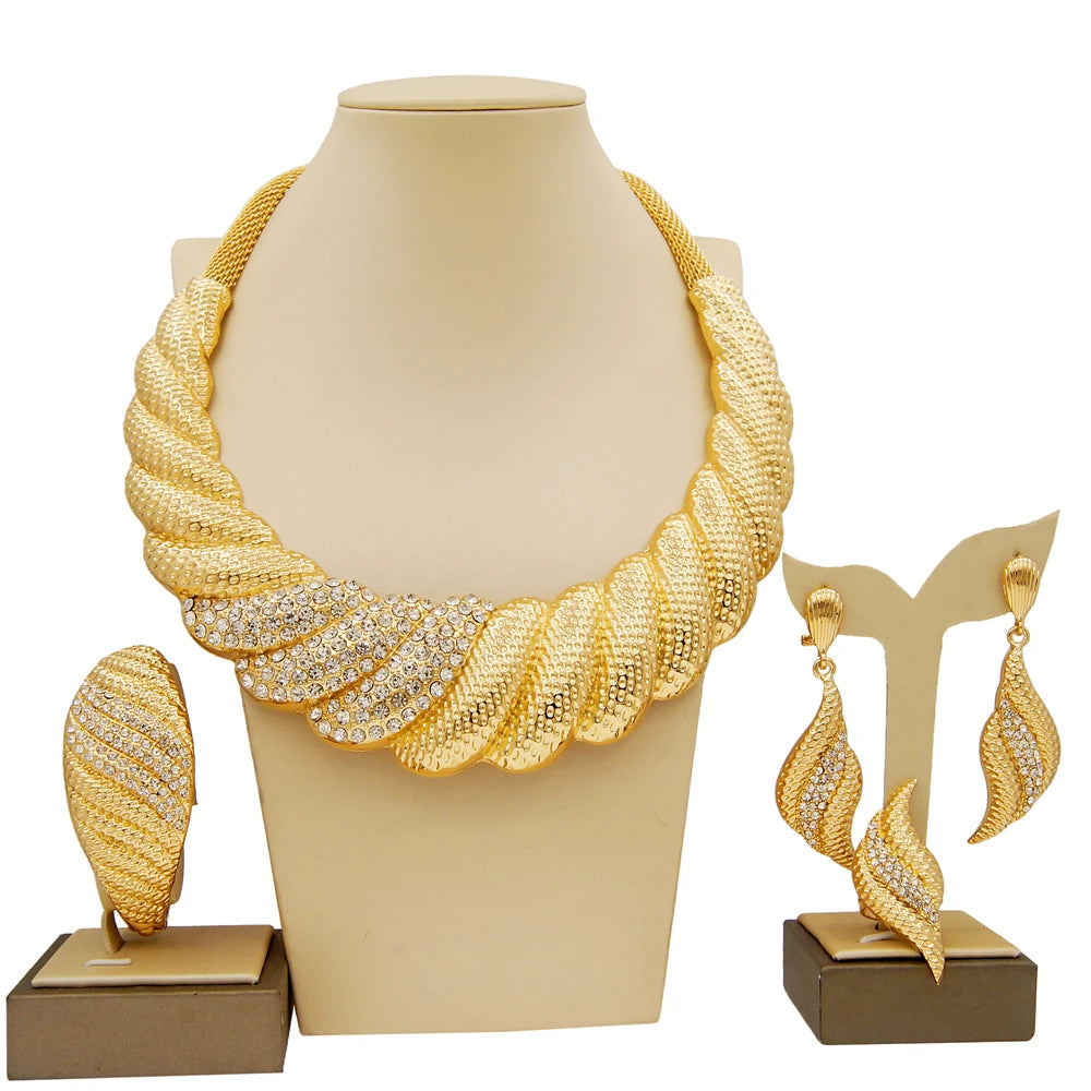 Zhuerrui Italian Gold Luxury Wedding Jewelry Sets White Bead Necklace Bracelet Jewellery Set Exquisite Cheap Price Gifts H00384