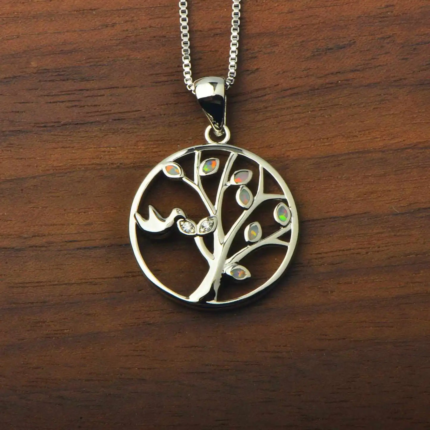 TikTok INS Wind Hawaii Beach Explosion Copper Alloy Opal Tree Life Vintage Women's Party Pendant Necklace Cute Style Wholesale