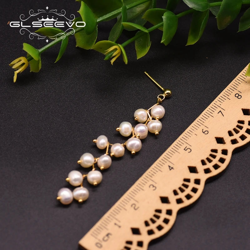 Natural Freshwater White Pearl Long Tassel Drop Earrings Birthday Gifts Fine Jewelry Earrings for Women