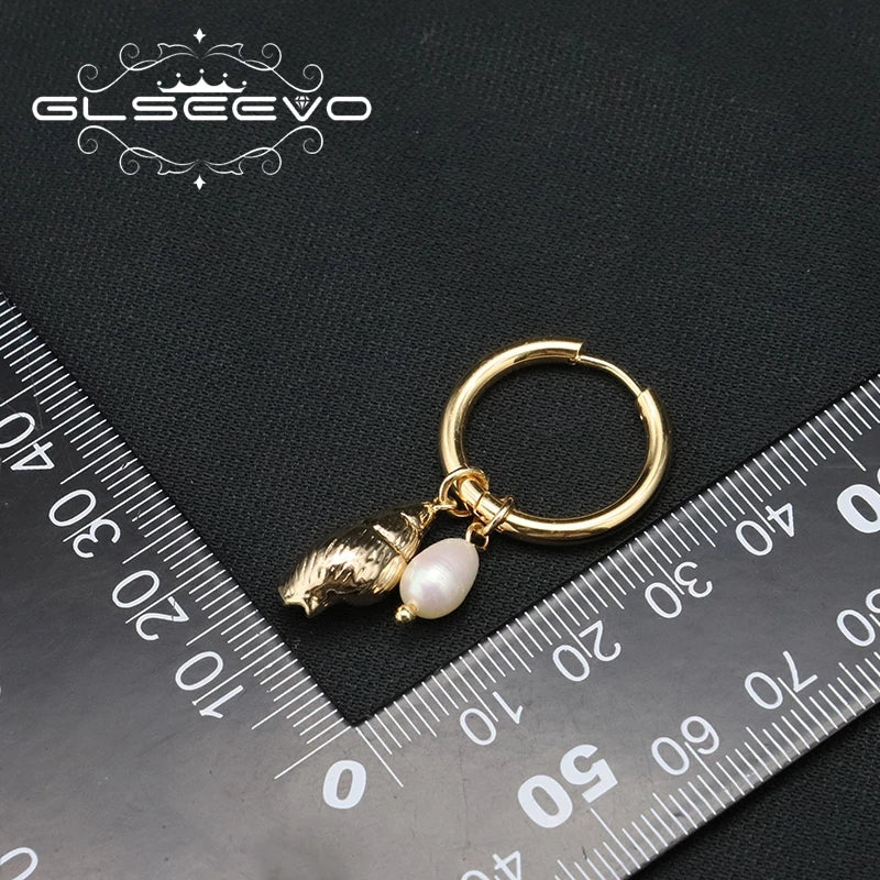 Starfish Sea Snail Natural Fresh Water Pearl Dissymmetry Earring for Woman Original Unique Western Fashion Party Jewelry