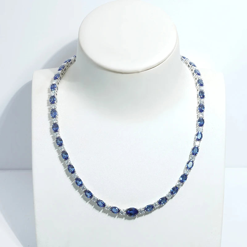 Gemfiori Starsgem 14K Gold Necklace Colombian Emerald Royal Blue Sapphire Paraiba Color Gemstone DFE Apatite Inlay Fine Jewelry for Women