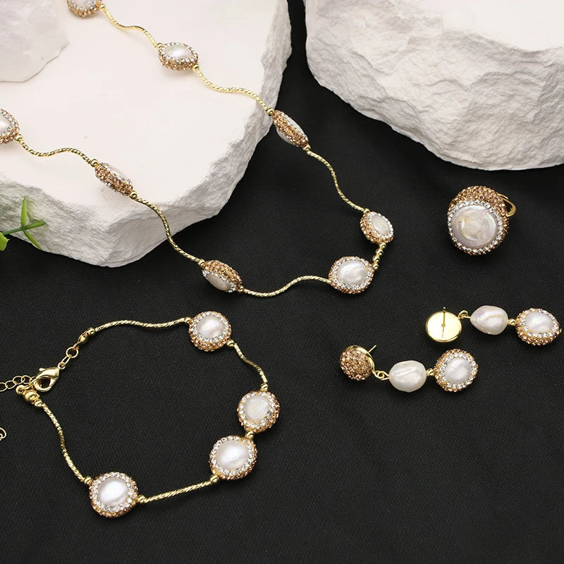 GLSEEVO 18K Gold Plated Zircon Bridal & Wedding Jewellery Sets — Luxury Vintage Collection | Necklace, Earrings, Ring & Bracelet