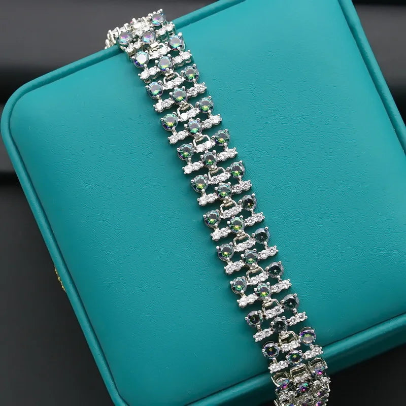 FASHIONISTA Luxurious Zirconia Bracelet for Women 925 Silver Stamped Jewelry Bracelet Accessories Wedding Party Gift
