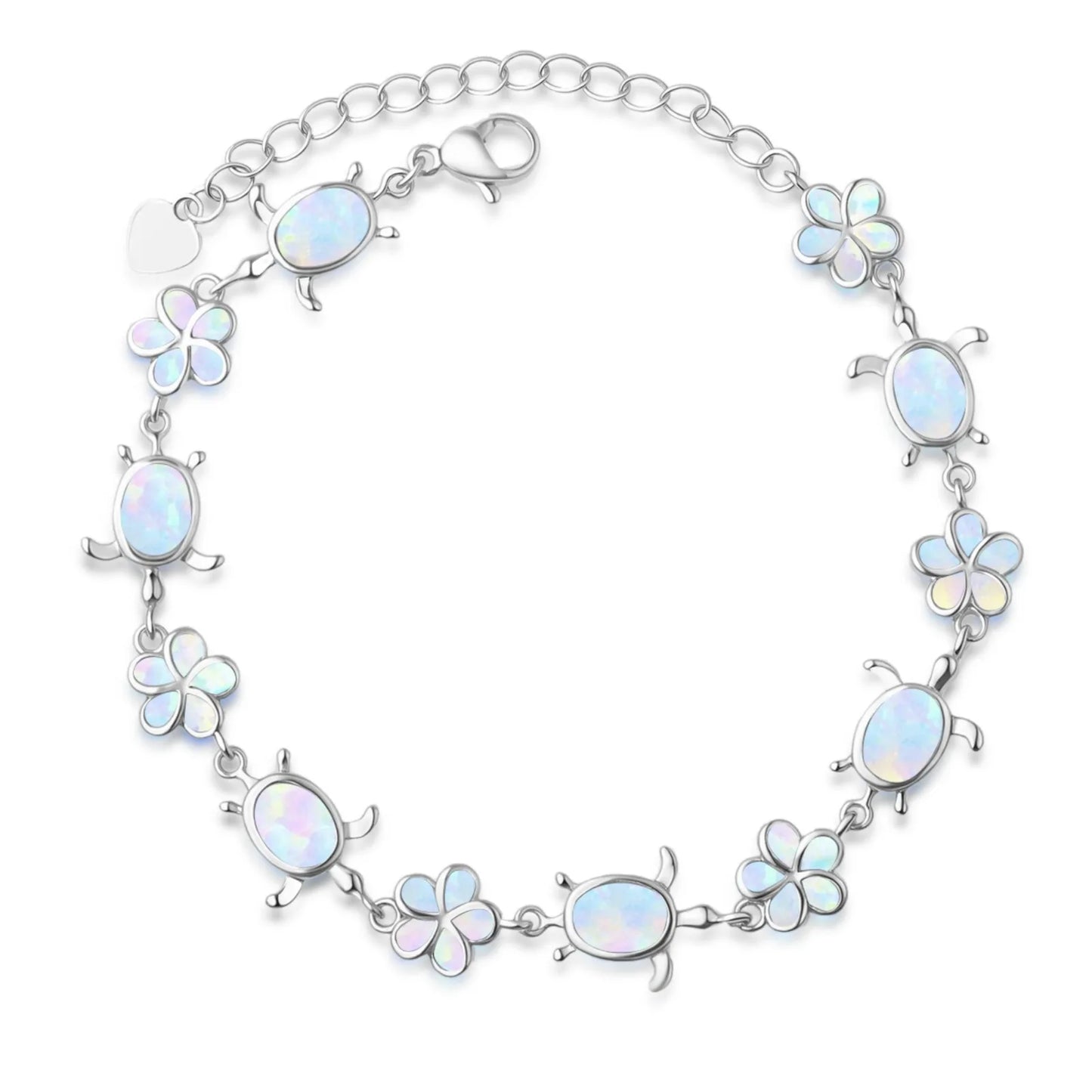 Hawaiian Beach Turtle Flower Christian Opal Beaded Trendy Silver Plated Brass Fashion Jewelry for Women's Anniversary Bulk