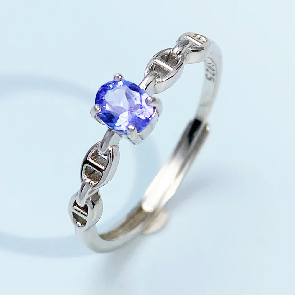 Low Price Natural Tanzanite S925 Silver Ring for Women Luxury Genuine Blue Gemstone Jewelry December Birthstone Party