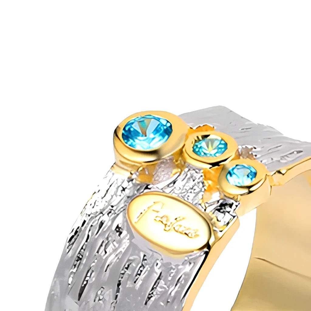 Rhinestone 925 Sterling Silver Ring for Women Dubai Design Blue Wholesale Handmade Vintage Perfect Zircon Lead & Nickel Free