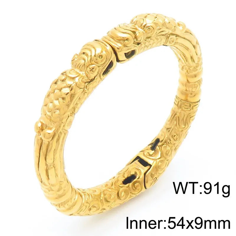 KALEN Unisex Punk Stainless Steel Fashion Bracelets Bangles Open Cuff Abstract Dragon Charm Bracelet
