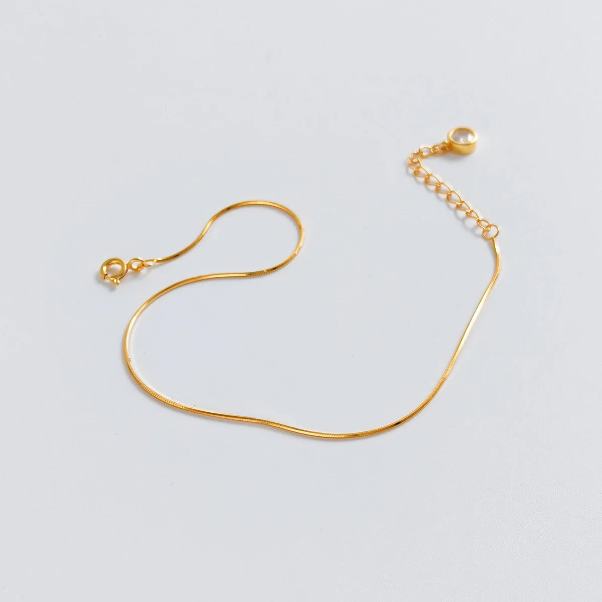 VEWANT Fashion 925 18k Gold Plated Women's Anklet Whole Sale With One Piece Bezel Stone 925 Silver Snake Chain Anklet