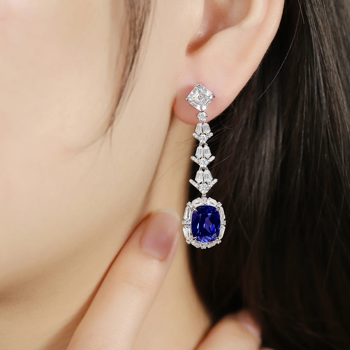 Luxury Fancy Design Earring Women Jewelry Lab Grown Gemstone Classic S925 Silver Women Birthday Gift Classic Earring Stud Set