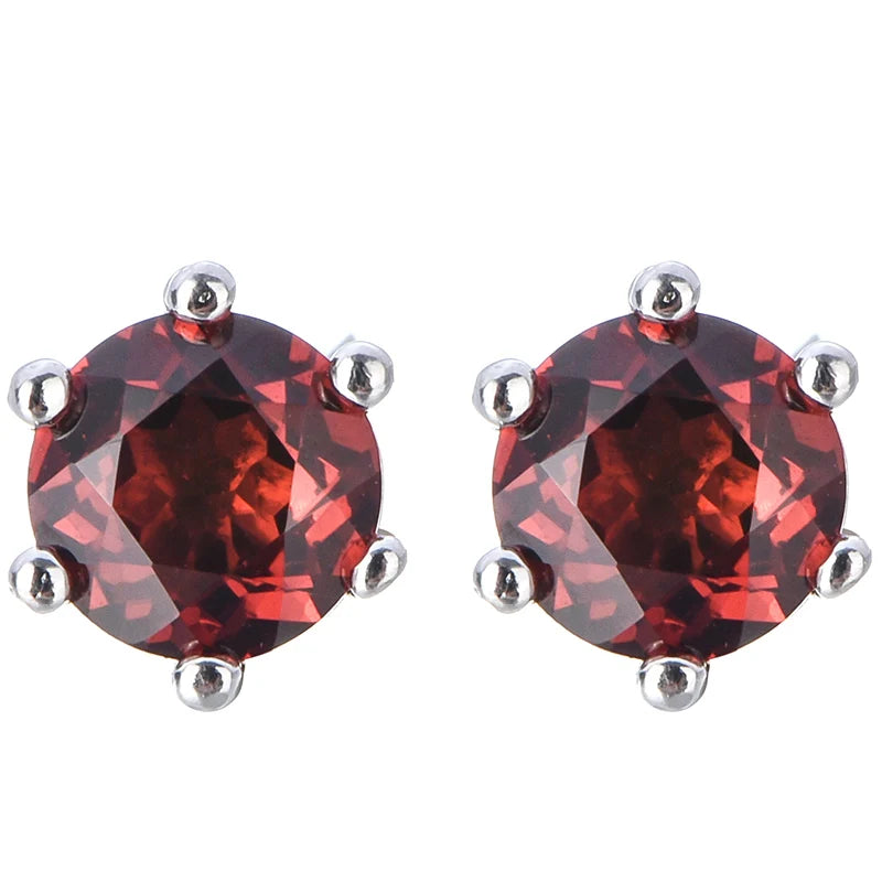 Gioiellieri Elegant Natural Garnet Stud Earrings, Gift Box Packed, Perfect Women's Day/Christmas Gift