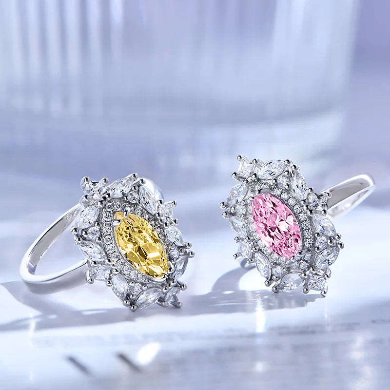 Silverelli | 925 Silver Horse Eye Diamond Ring | 5×10 Marquise Cut | 14K Gold Plated