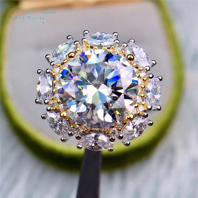 S&S D Colour Moissanite 925 Silver Flower Jewellery Set | Ring & Pendant Necklace | 5ct or 10ct | S&S Collection