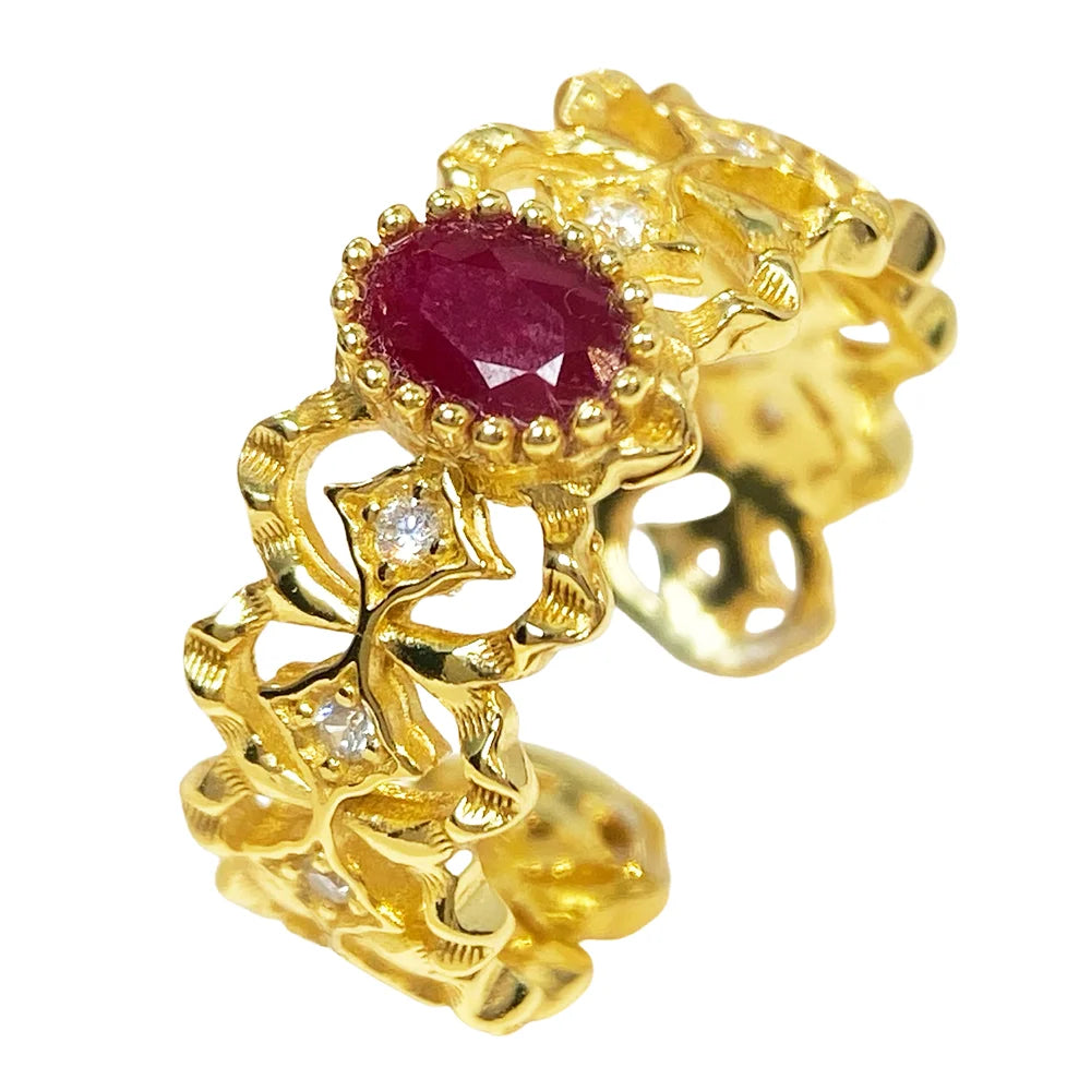 Gioiellieri Natural Red Ruby Ring with S925 Sterling Silver 925 Stamped for Women Luxury Earth Mined Fine Jewelry Anniversary Gift Band