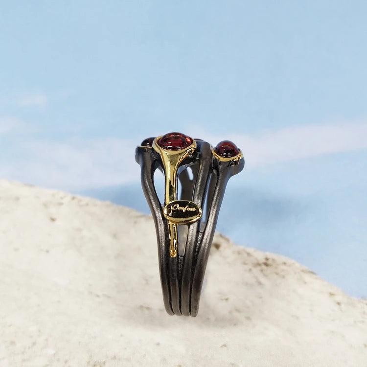Fashion Garnet Jewelry 925 Sterling Silver Rings Jewelry Women