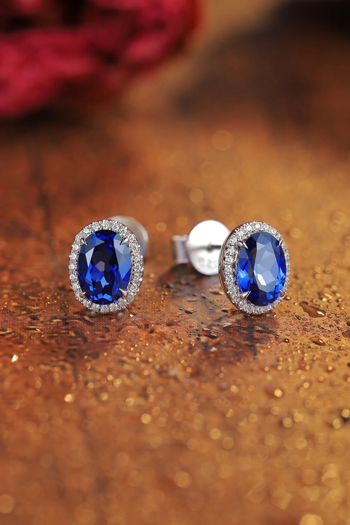 Gemfiori S925 Silver Lab-Grown Diamond Oval Cut Sapphire Trendy Drop Earrings for Wedding & Party