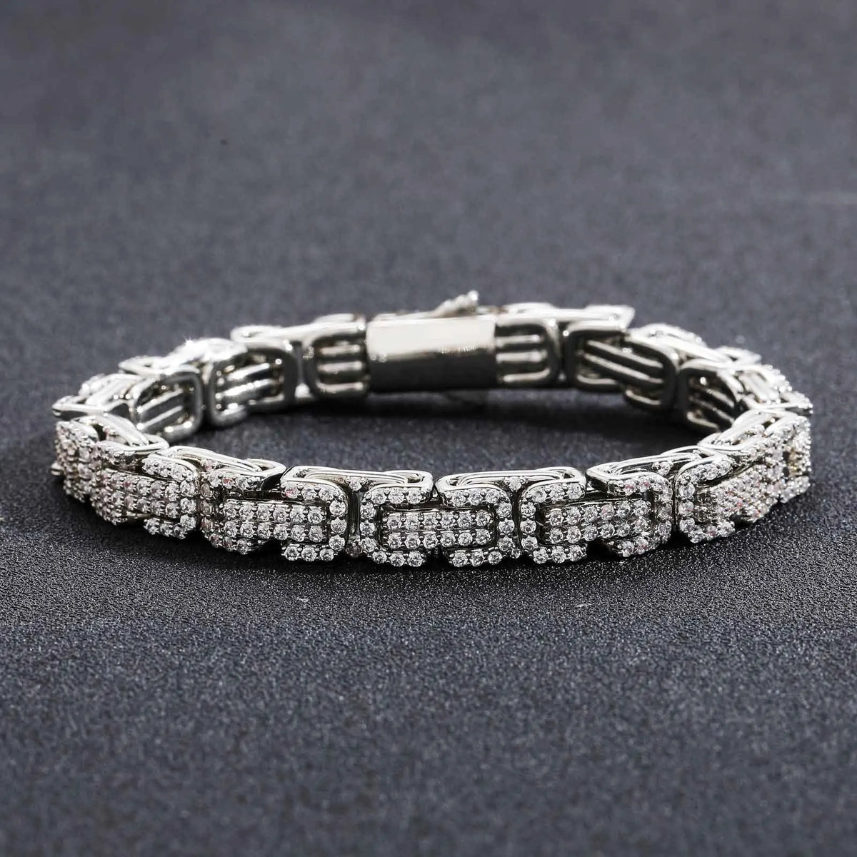 Gem-Island 2024 New 9MM Wide Byzantine Bracelet Micro-zircon Men Accessories Bracelet