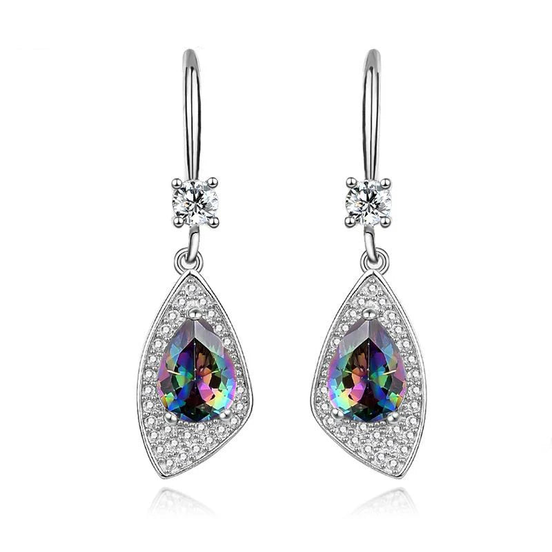 S&S CZ Water Drop 925 Silver Jewellery Set | Trendy Zircon Necklace & Earrings | S&S Collection