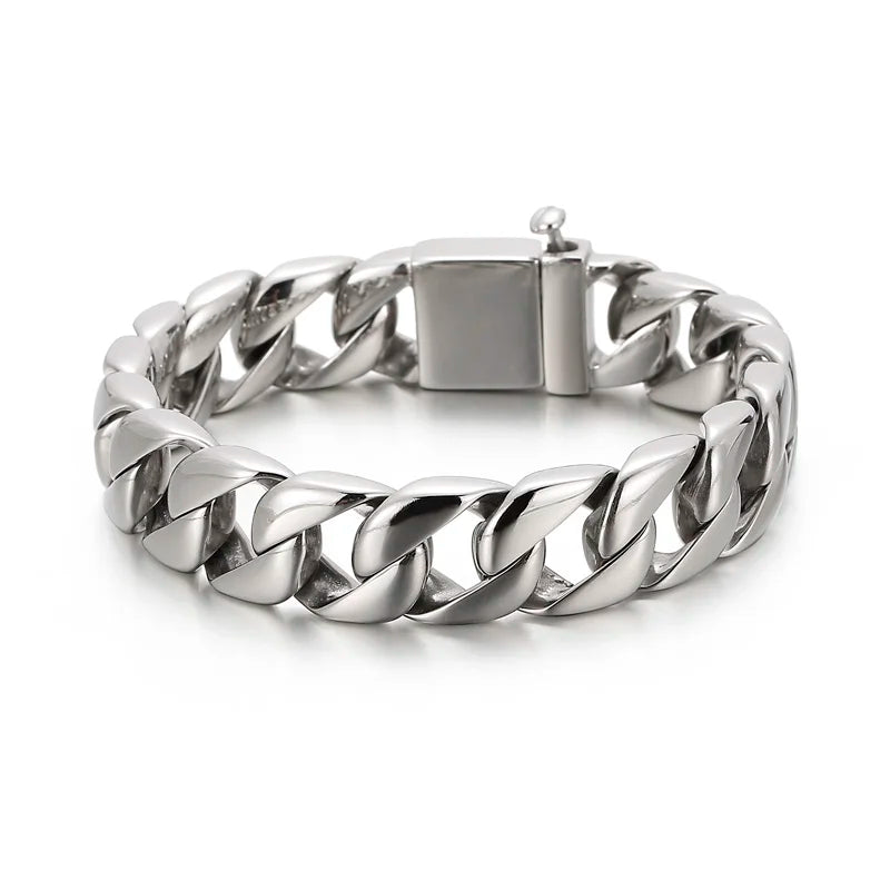 KALEN Personality Trendy 22cm Stainless Steel Shiny Men's Bracelet