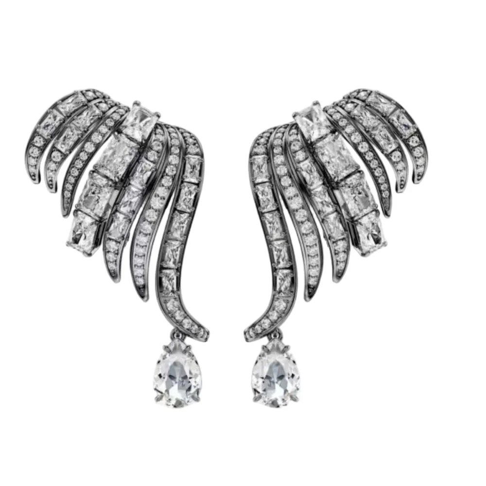 S&S Fashion Women Jewelry Earrings Collection, Twist Crystal Stud, Black Swan Dangle Earrings for Daily Occasions