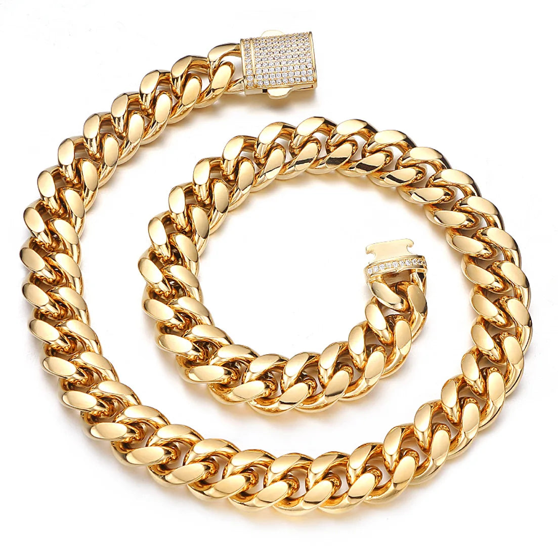 S&S Iced Out CZ Cuban Link Chain | 18K Gold Plated | S&S
