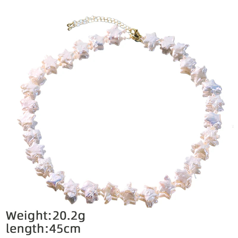 GLSEEVO Natural Star Shaped Baroque Pearl Jewelry Set for Women Birthday Gift Starry Pearl Necklace Bracelet Set Fashion Jewelry