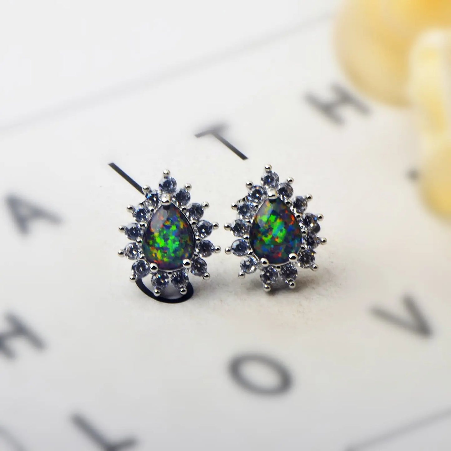 Viral Brass Opal Water Drop Beach Stud Earrings Shimmering Ocean-Inspired Bohemian Style Handmade Women's Gift Antique Bronze