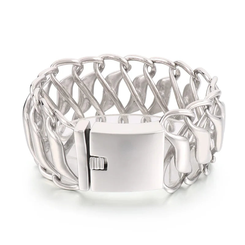 KALEN 220mm Unisex Fashion Polished Stainless Steel Original Links Bracelet